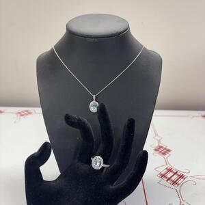 Sterling blue topaz & white sapphire necklace & ring set Zales